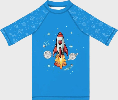 Skyrocket Baskılı Uv Korumalı Kısa Kollu Mayo Erkek Çocuk T Shirt ST2532000003 MAVİ
