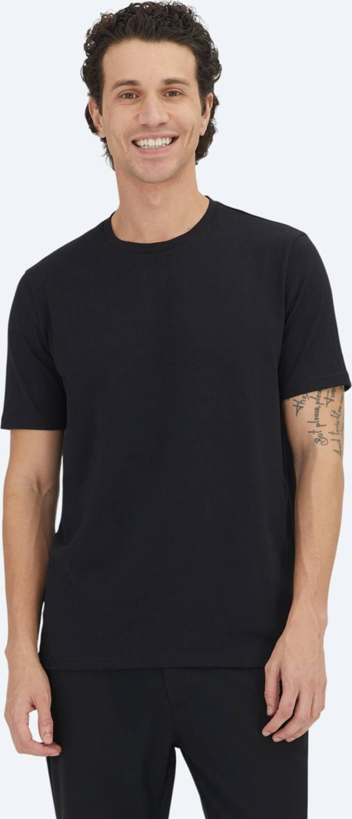 Siyah Düz Bisiklet Yaka %100 Pamuk T-Shirt