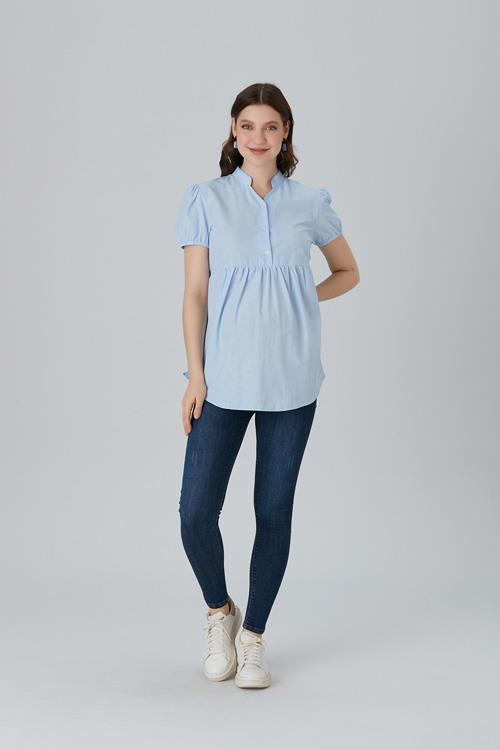 B032-Karpuz Kol Emzirmeli Pamuk Gömlek