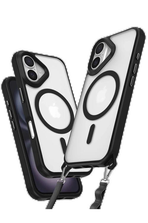 iPhone 16 Plus Kılıf Enka Magsafe Silikon Kılıf - Siyah-(5796)