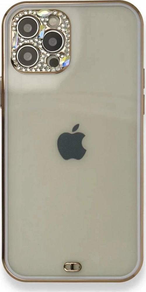 iPhone 12 Pro Kılıf Liva Taşlı Silikon - Mor-(5796)