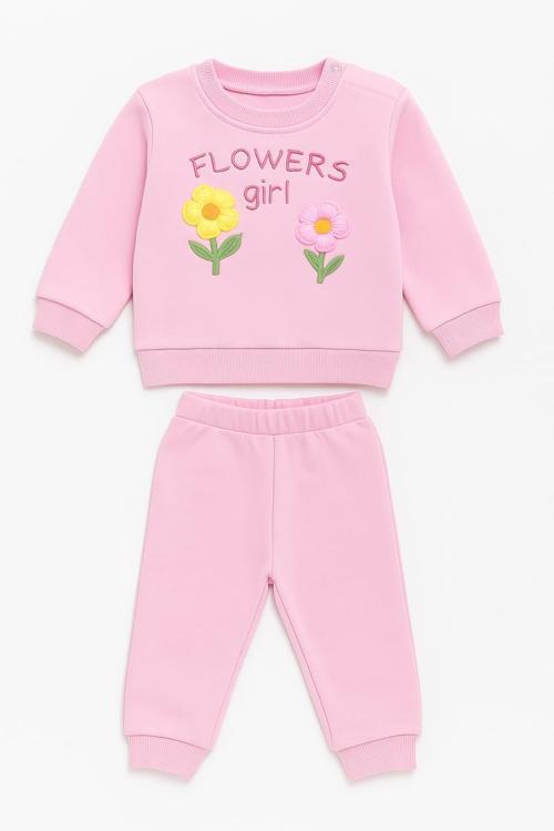 Çiçek Nakışlı Kız Bebek Kışlık Takım
