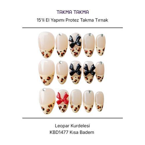 15'li Ten Rengi Kısa Badem KBD1477 Tekrar Kullanılabilir El Yapımı Protez Takma Tırnak Ten Rengi-M