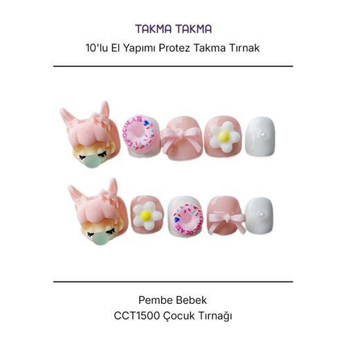 10'lu Renkli Uzun Badem CCT1500 Tekrar Kullanılabilir El Yapımı Protez Takma Tırnak Renkli-S