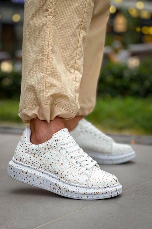 KB-X500 Kuback Beyaz Gold Bağcıklı Günlük Erkek Ayakkabı