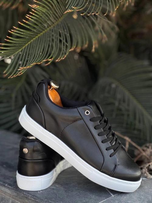 KB-BX1  Kuback Siyah Cilt Yüksek Beyaz Taban Günlük Erkek Ayakkabı