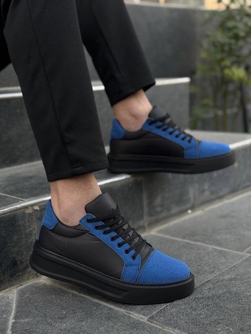 KB-X46 Kuback Siyah Sax Mavi Yüksek Siyah Taban Günlük Spor Ayakkabı