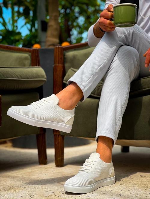 KB-101 Kuback Beyaz Triko Bağcıklı Günlük Erkek Ayakkabı