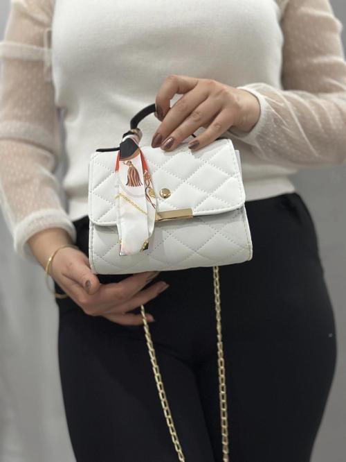 Beyaz cilt zoje çanta