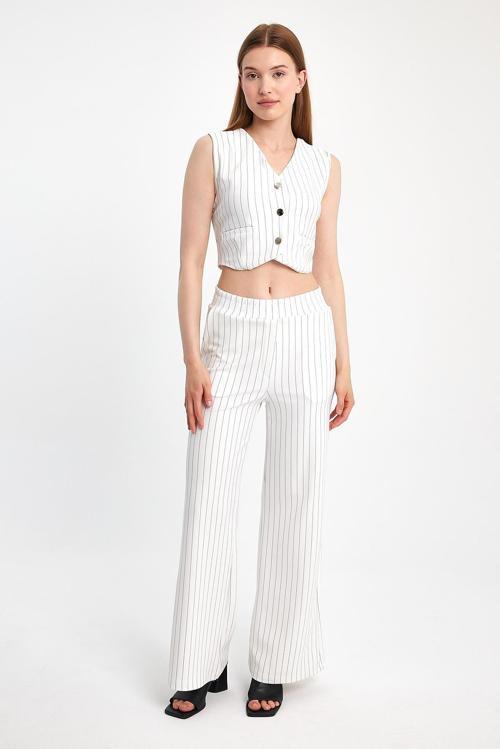 Çizgili Yelekli Pantolon Takım