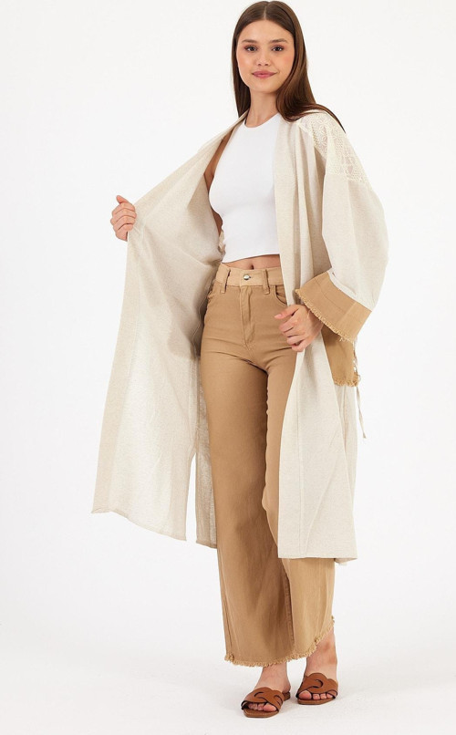 Kimono Dantel İşlemeli İkili Takım