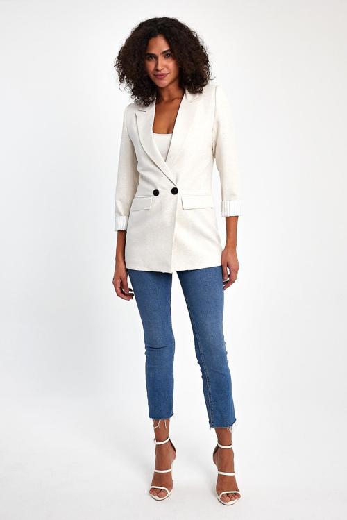 Çizgili Keten Ceket