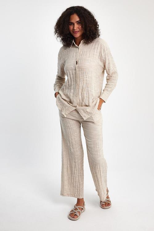 Keten Pantolon Gömlek Takım