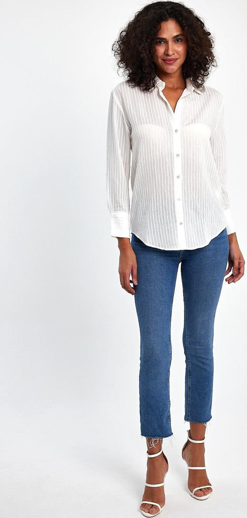 Çizgi Desenli Beyaz Gömlek