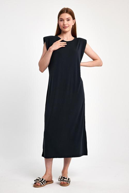 Omzu Vatkalı Modal Elbise