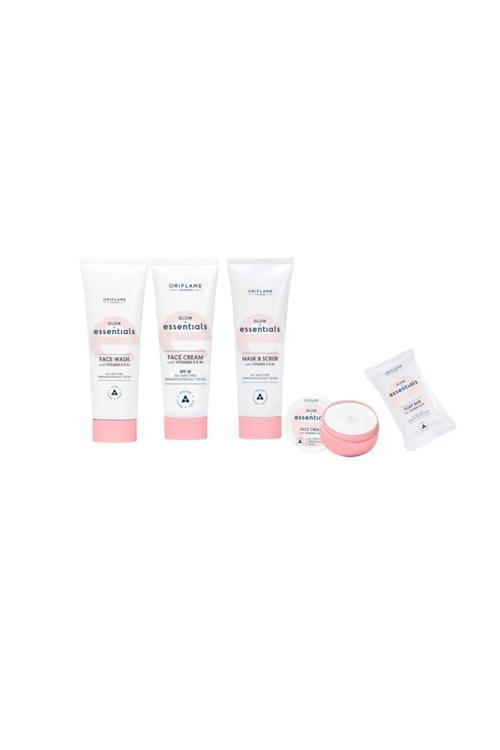 Glow Essentials Maske + Arındırıcı + El Sabunu+ Yıkama Köpüğü + Spf Yüzkremi + Vitaminli Yüz Kremi
