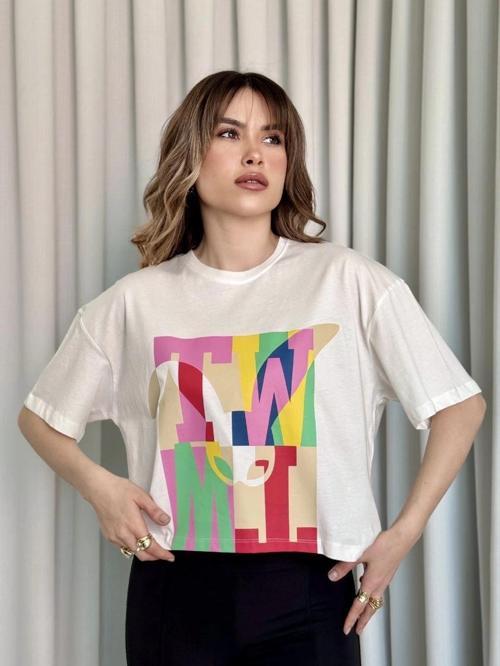 Baskılı crop tişört