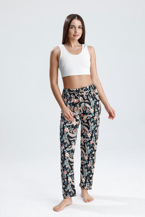 Kadın Şal Desenli Uzun Pijama Pantolon 