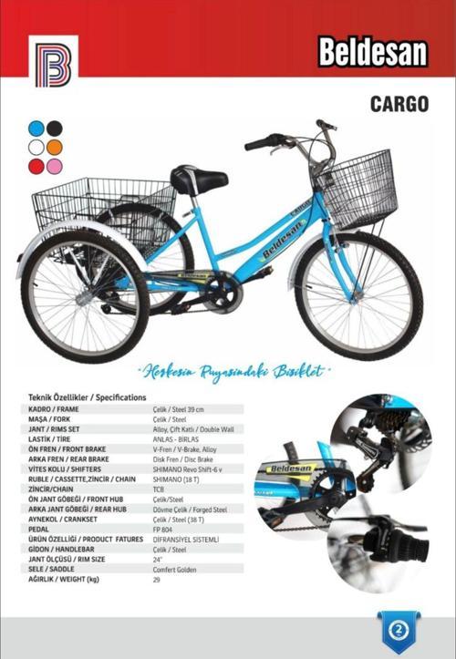 24 Jant 6 Vites 3 Tekerlekli Kargo Bisikleti