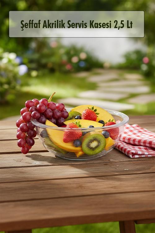2,5 Lt Şeffaf Akrilik Servis Kasesi ve Karıştırma Kabı