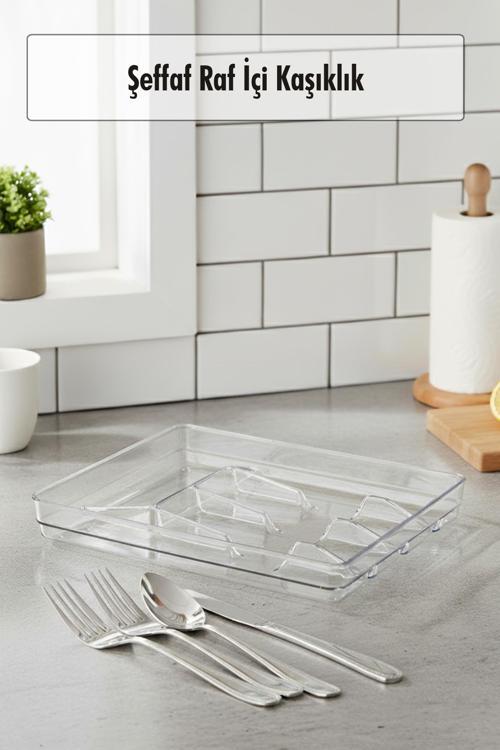 Şeffaf Akrilik Raf İçi Kaşıklık 26,5×34,5×4,5 cm