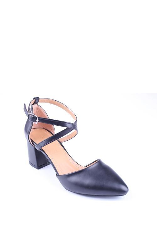 537 Çapraz Bağlamalı 6 cm Topuklu Kadın Cilt Ayakkabı