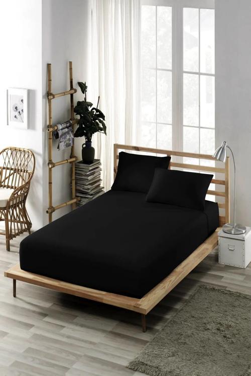 Battal Çift Kişilik %100 Pamuk Lastikli Çarşaf + 2 Adet Yastık Kılıfı 180 x 200