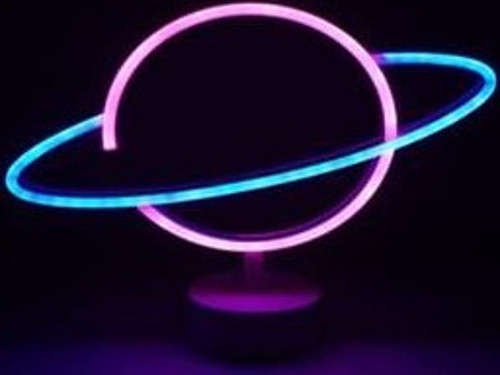 Neon Işıklı Satürn Lamba