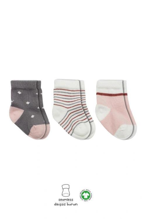 Nessiworld Bistyle 3'Lü Penye Kız Soket Çorap BS10112 Gri