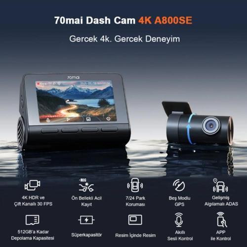 Araç Kamerası A800SE Ön Kamera + RC22 Arka Kamera Set 4K Ultra HD