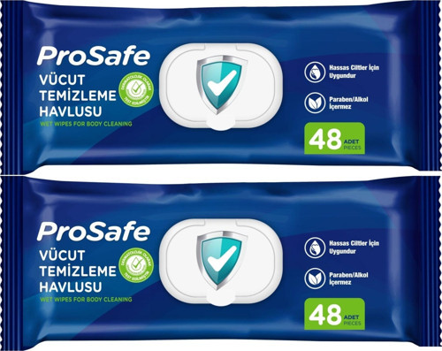Hasta Vücut Temizleme Islak Mendil Havlu 48 Yaprak XL (2 Li Set) Plastik Kapak