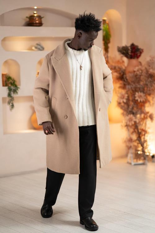 İtalyan Geniş Yaka Oversize (Bol Kesim) Salaş Uzun Kaban