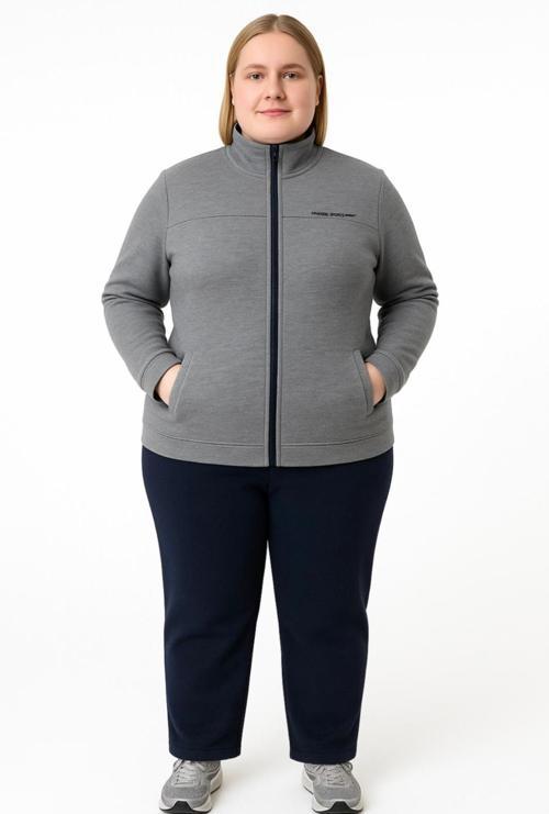 Kadın Gri Büyük Beden Eşofman Takımı-T-1014