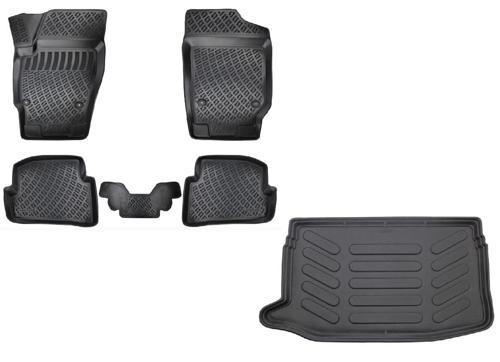 Volkswagen Polo 6R 2009-2017 Yılları Arası Uyumlu 3D Havuzlu Paspas + ÜST Bagaj Havuzu Set