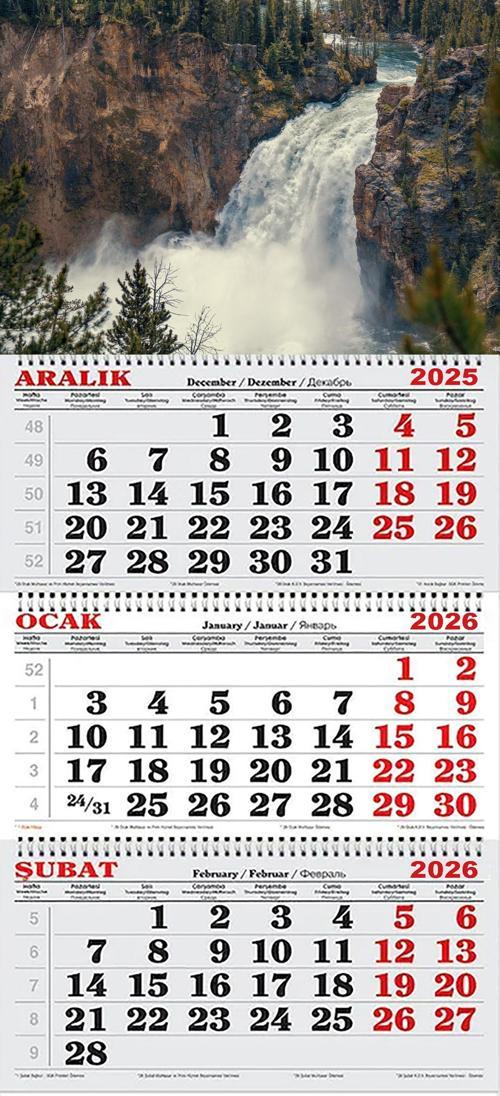 2026 Yılı Gemici Takvimi- Ormanda ki Şelale