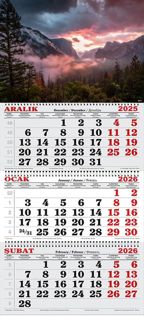 2026 Yılı Gemici Takvimi- Ormanda Bulutlar Arasında Gün Batımı