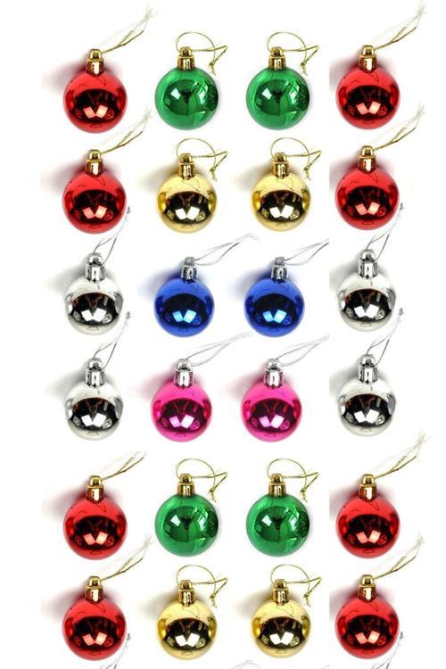 Yılbaşı Çam Ağacı Süsü Renkli 4 cm 24 lü Cici Top