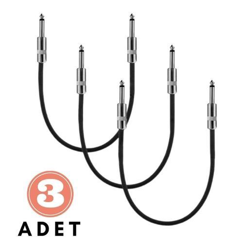 Pedal Bağlantı Kablosu Efekt Pedal Ara Kablosu Çift Jaklı Düz/Düz 3 ADET