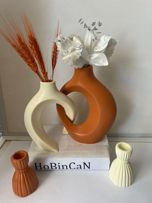 Hobincan özel tasarım sarmaşık sevgili vazo, şamdan mumluklu set 22x16&17x14