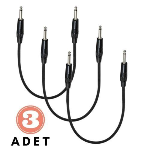 Pedal Bağlantı Kablosu Efekt Pedal Ara Kablosu Siyah Çift Jaklı Düz/Düz 3 ADET