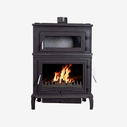 Plazma X Fırınlı, Yan Kapaklı,Yan Camlı,  Alttan Küllüklü Döküm Şömine Soba