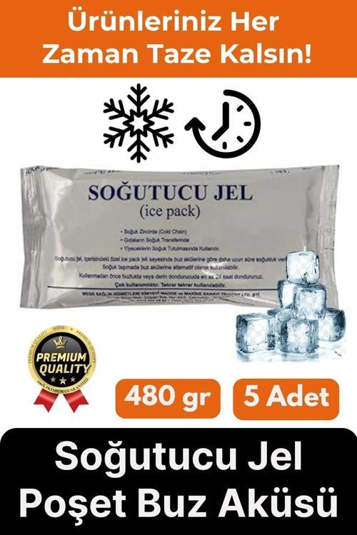 Premium Güvenli Dayanıklı Malzeme Yolculuk Seyahat Yiyecek Soğutucu Jel Poşet Buz Aküsü 480gr 5 Adet