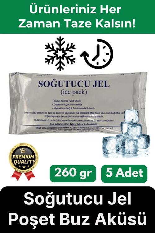 Premium Güvenli Malzeme Dayanıklı Yolculuk Seyahat Yiyecek Soğutucu Jel Poşet Buz Aküsü 260gr 5 Adet