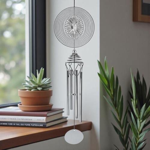 Feng Shui Güneş Temalı Rüzgar Çanı Dış Mekan Bahçe Balkon Süsü Yeni Ev & Arkadaş Hediyesi 60 cm.