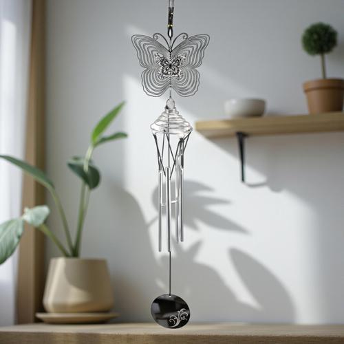 Feng Shui Kelebek Temalı Rüzgar Çanı Dış Mekan Bahçe Balkon Süsü Yeni Ev & Arkadaş Hediyesi 60 cm.