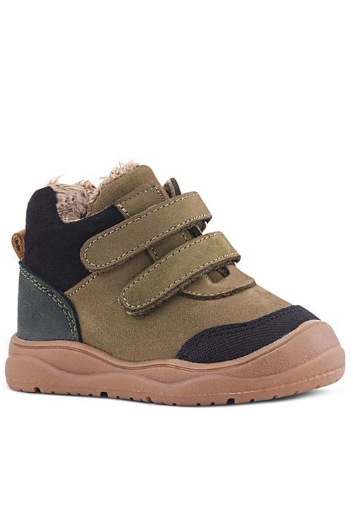 Hakiki Deri Haki Yeşil Cırtlı Çocuk Spor Bot