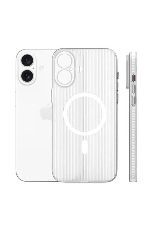 iPhone 16 Line Magsafe Kapak - Beyaz-(5796)