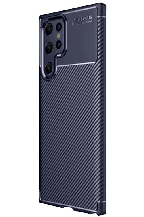 Samsung Galaxy S25 Ultra Kılıf Auto Focus Karbon Kapak - Lacivert-(5796)