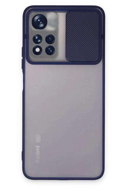 Xiaomi Redmi Note 11 Pro Plus 5G Kılıf Palm Buzlu Kamera Sürgülü Silikon - Lacivert-(5796)