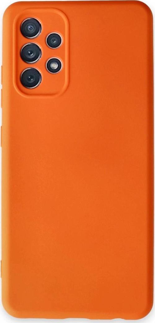 Samsung Galaxy A72 Kılıf Nano içi Kadife Silikon - Turuncu-(5796)